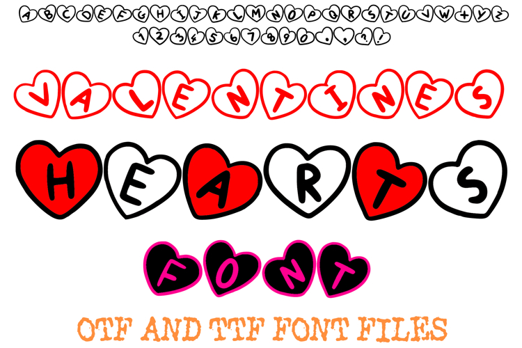 Valentines Hearts Font Sweet Love Letter Typeface Romantic