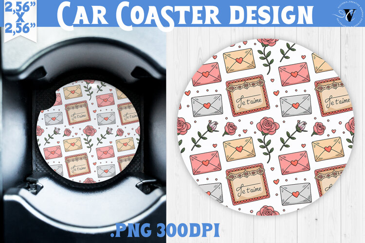 Love Car coaster | Valentine pattern | Valentine's day example image 1