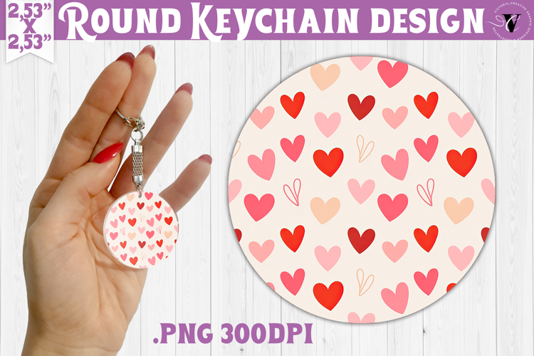 Round keychain | Valentine pattern | Valentines day