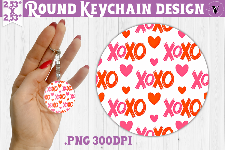 Round keychain | Valentine pattern | Valentine's day
