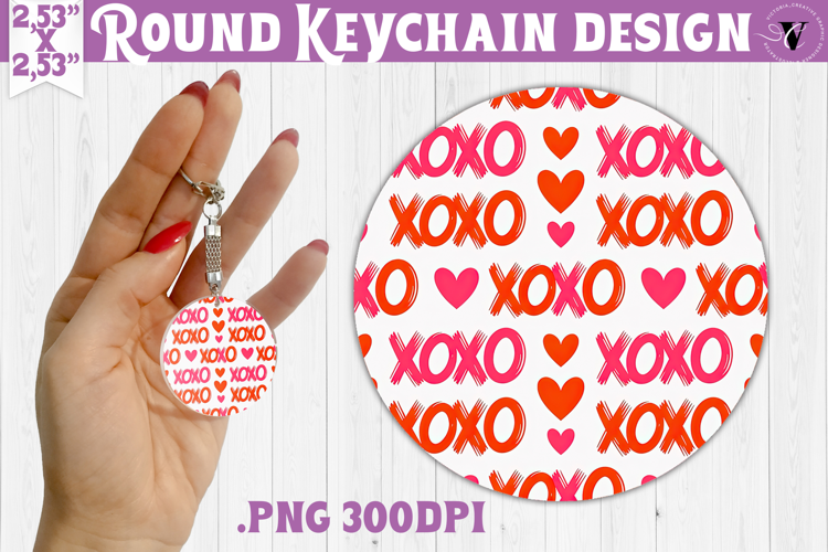 Round keychain | Valentine pattern | Valentine's day