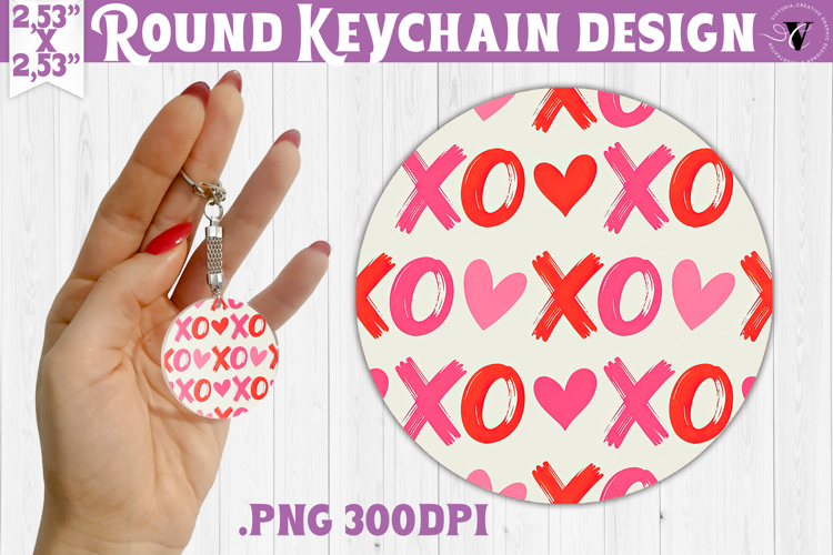 Round keychain | Valentine pattern | Valentines day