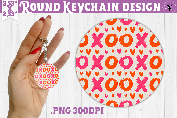 Round keychain | Valentine pattern | Valentines day