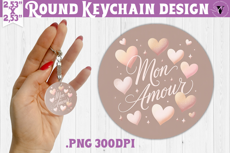 Round keychain | Valentine pattern | Valentines day