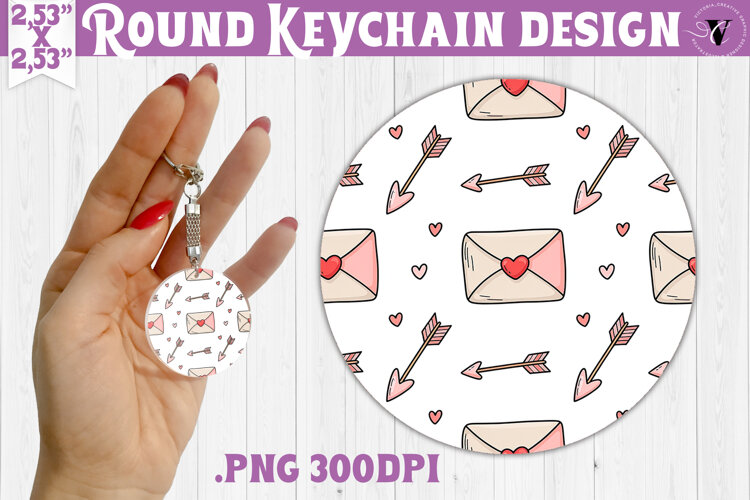 Round keychain | Valentine pattern | Valentine's day example image 1