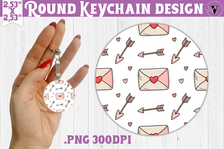 Round keychain | Valentine pattern | Valentine's day