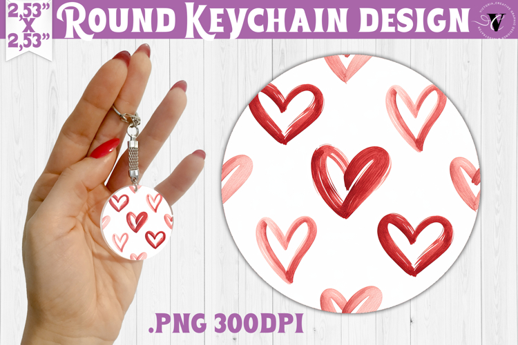 Round keychain | Valentine pattern | Valentines day