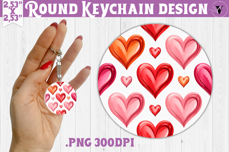Round keychain | Valentine pattern | Valentines day