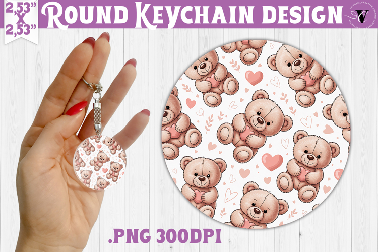 Round keychain | Valentine pattern | Valentines day