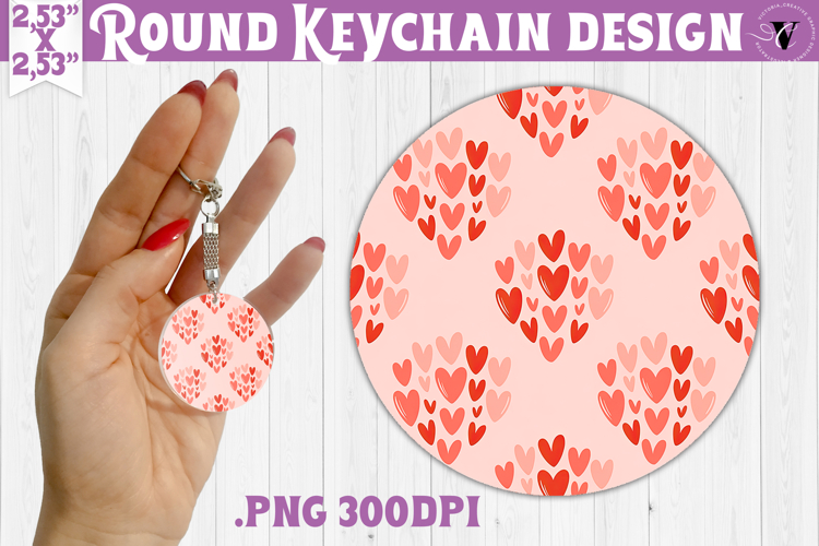 Round keychain | Valentine pattern | Valentines day