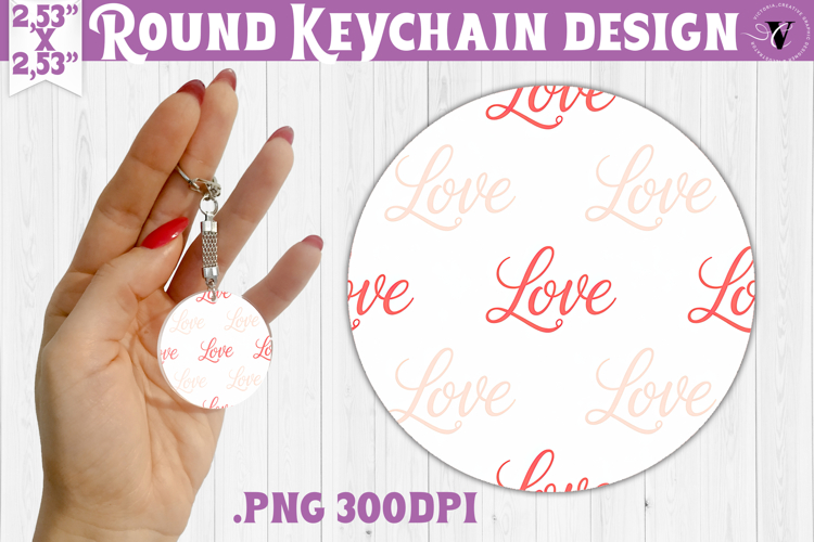 Round keychain | Valentine pattern | Valentines day