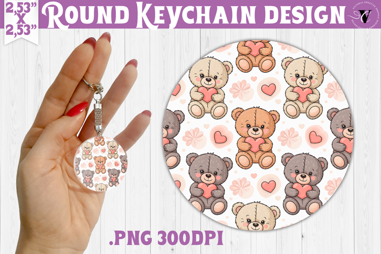 Round keychain | Valentine pattern | Valentines day