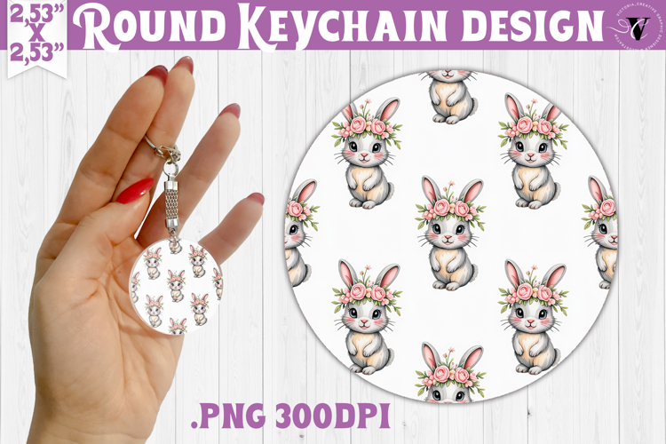 Round keychain | Valentine pattern | Valentines day
