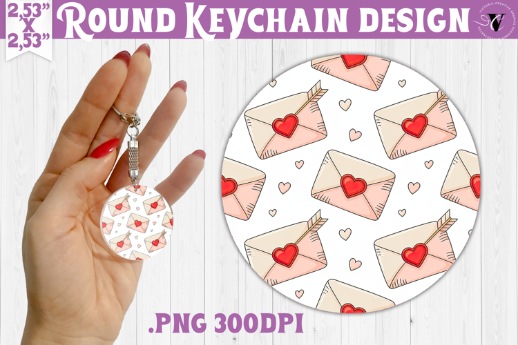Round keychain | Valentine pattern | Valentines day
