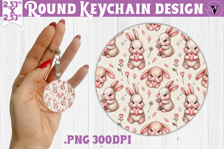 Round keychain | Valentine pattern | Valentines day