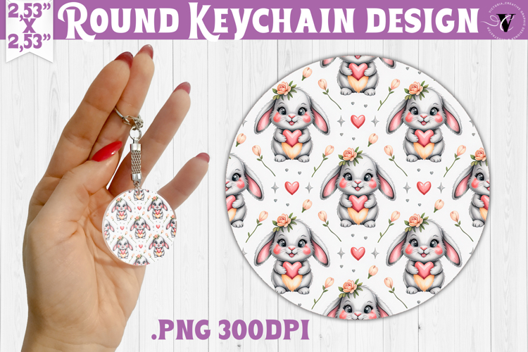 Round keychain | Valentine pattern | Valentines day