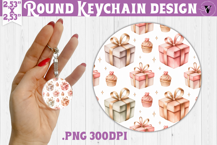 Round keychain | Valentine pattern | Valentines day