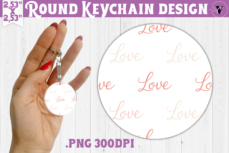 Round keychain | Valentine pattern | Valentines day
