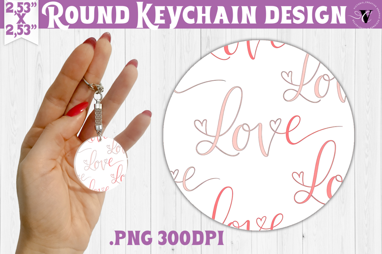 Round keychain | Valentine pattern | Valentine's day