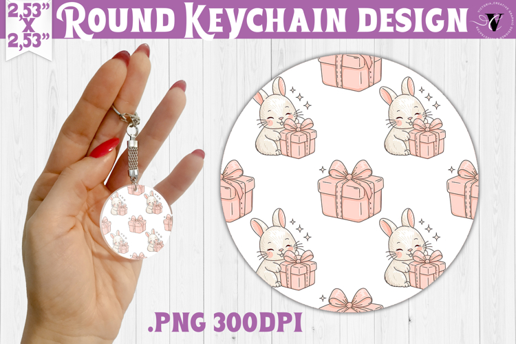 Round keychain | Valentine pattern | Valentines day