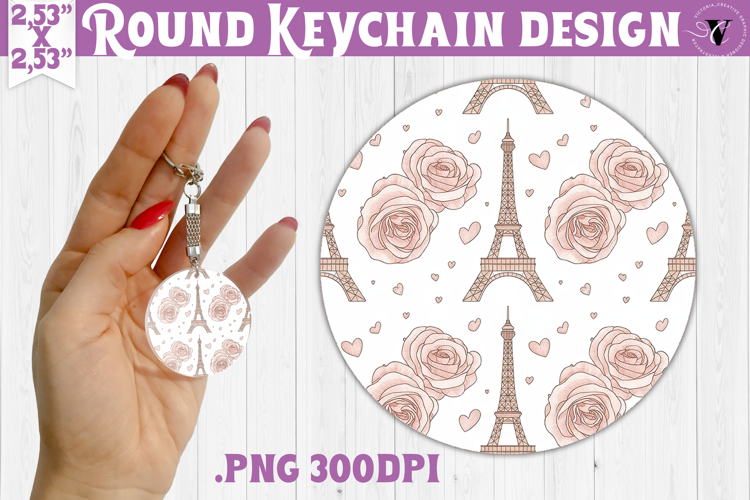 Round keychain | Valentine pattern | Valentines day