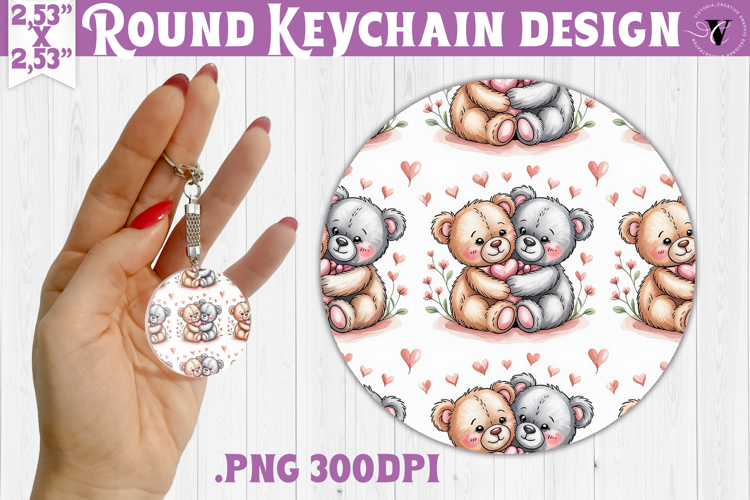 Round keychain | Valentine pattern | Valentines day
