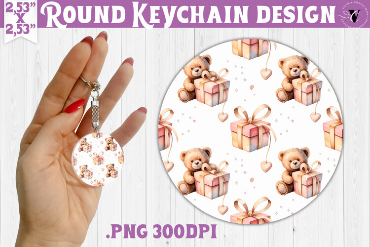 Round keychain | Valentine pattern | Valentine's day example image 1