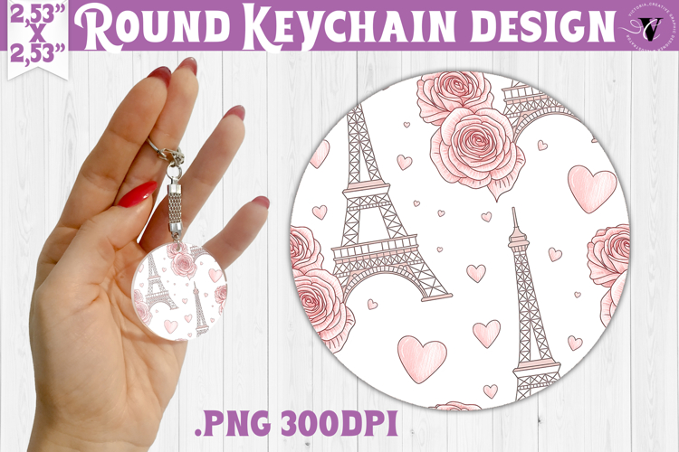 Round keychain | Valentine pattern | Valentines day