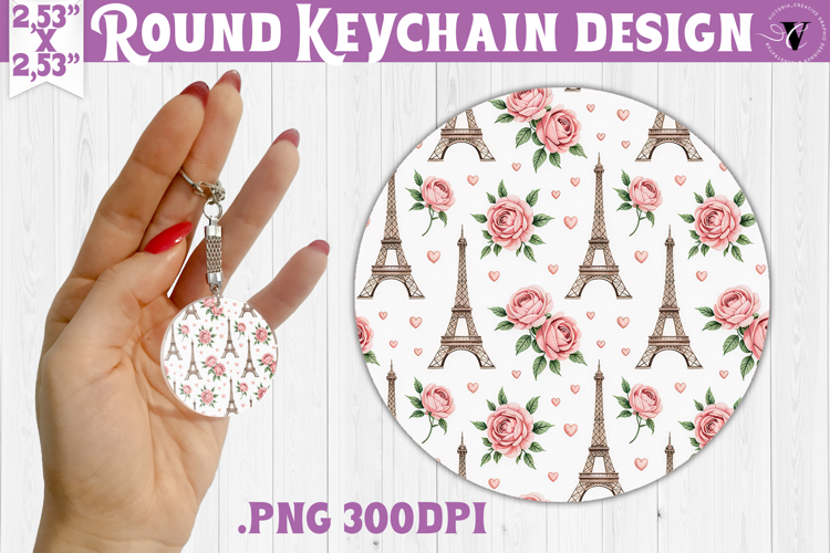Round keychain | Valentine pattern | Valentines day