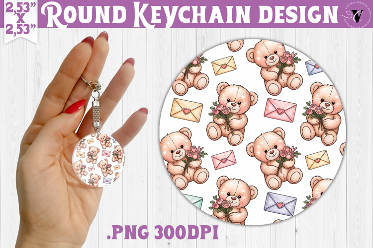 Round keychain | Valentine pattern | Valentines day