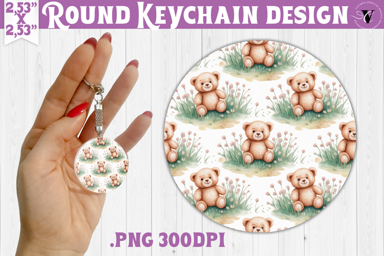 Round keychain | Valentine pattern | Valentines day