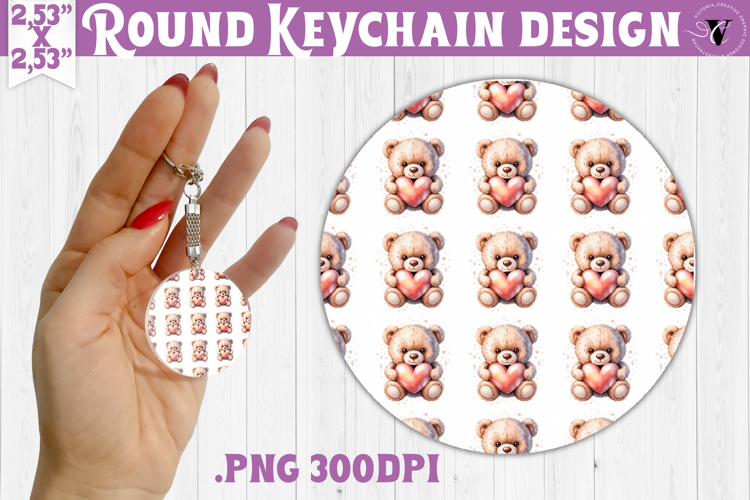 Round keychain | Valentine pattern | Valentines day