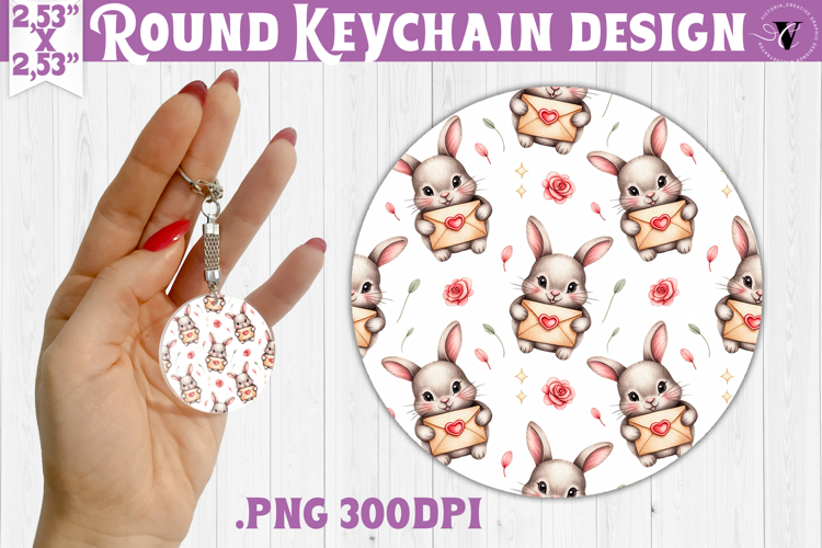 Round keychain | Valentine pattern | Valentines day