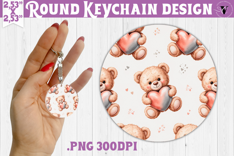 Round keychain | Valentine pattern | Valentines day