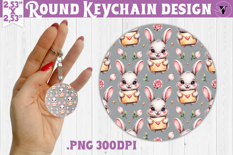 Round keychain | Valentine pattern | Valentines day