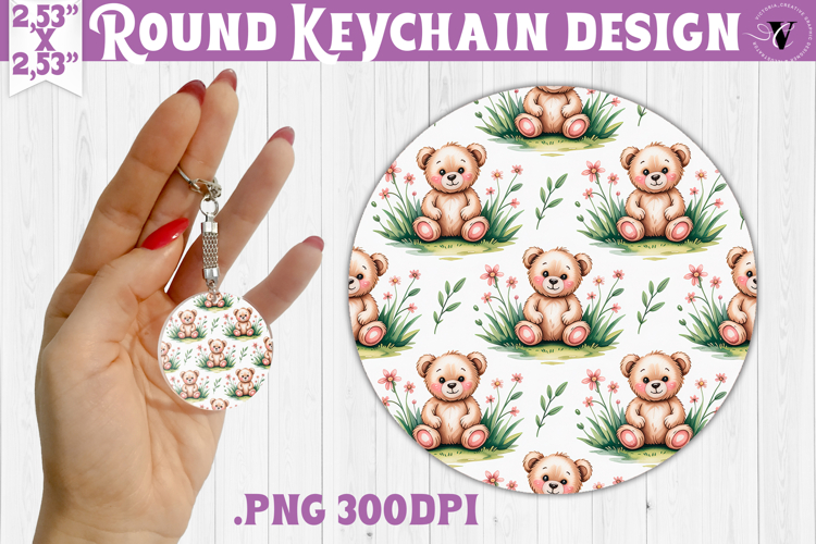 Round keychain | Valentine pattern | Valentines day