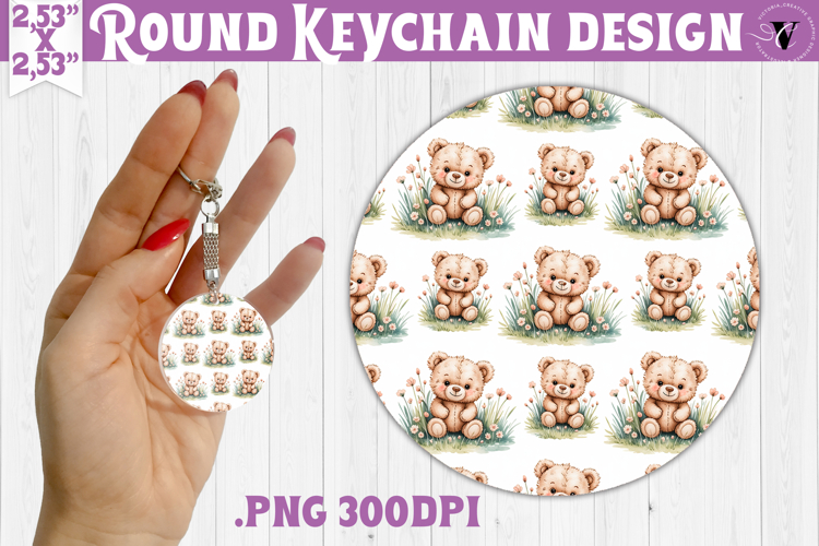 Round keychain | Valentine pattern | Valentines day
