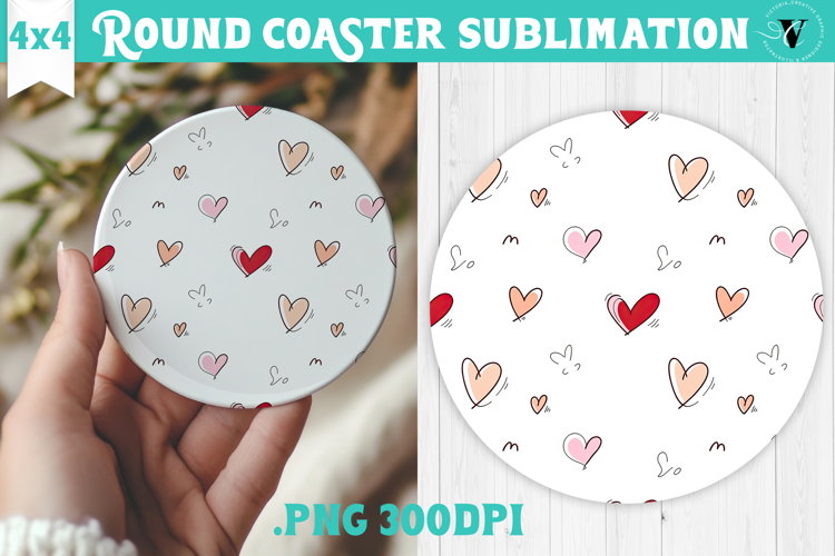 Round Coaster | Valentine pattern | Valentine's day