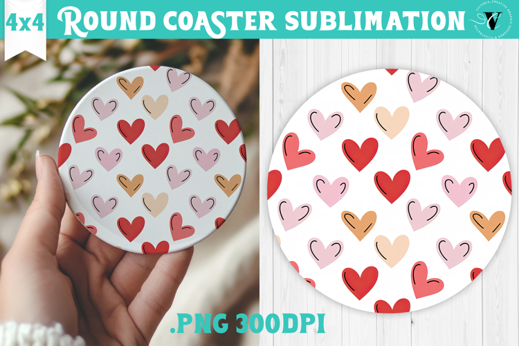 Round Coaster | Valentine pattern | Valentines day