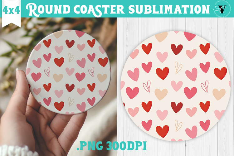 Round Coaster | Valentine pattern | Valentines day