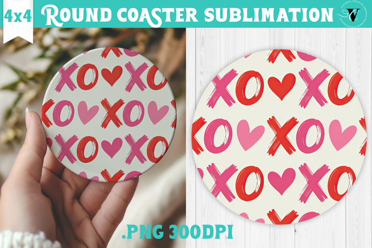 Round Coaster | Valentine pattern | Valentines day