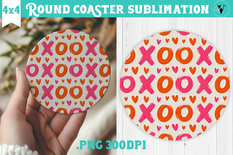 Round Coaster | Valentine pattern | Valentines day