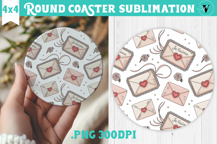 Round Coaster | Valentine pattern | Valentines day