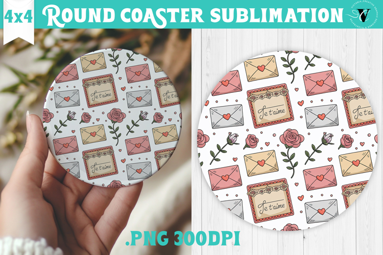 Round Coaster | Valentine pattern | Valentines day