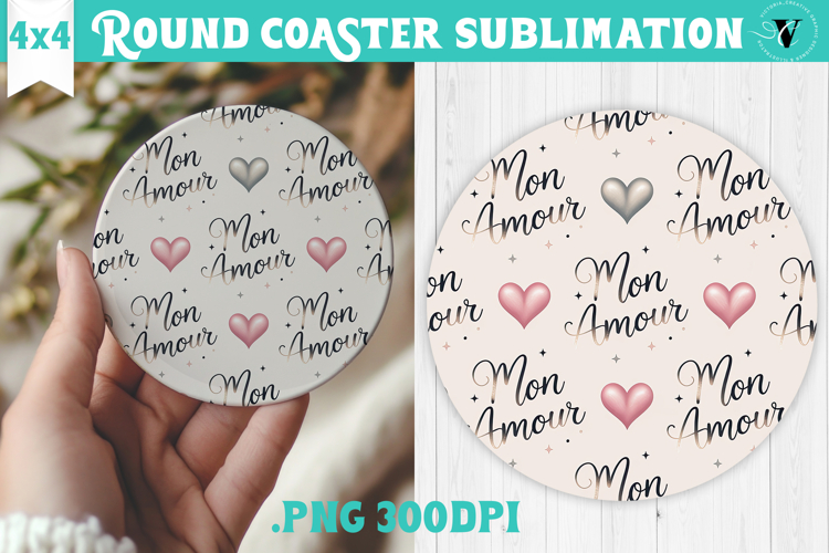 Round Coaster | Valentine pattern | Valentines day