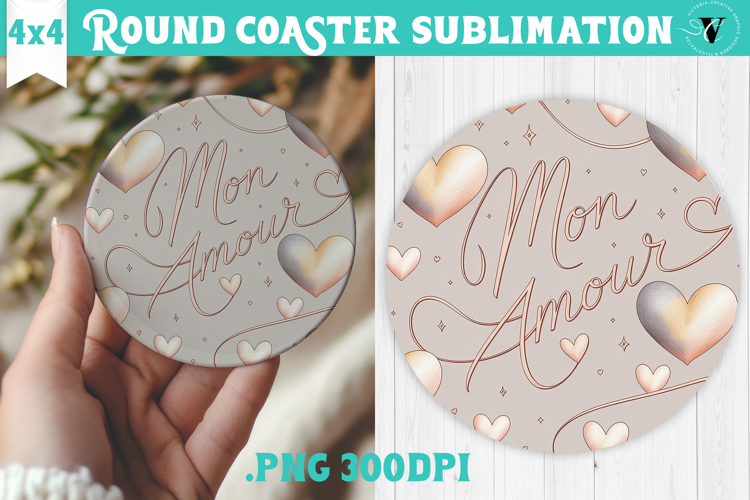 Round Coaster | Valentine pattern | Valentines day