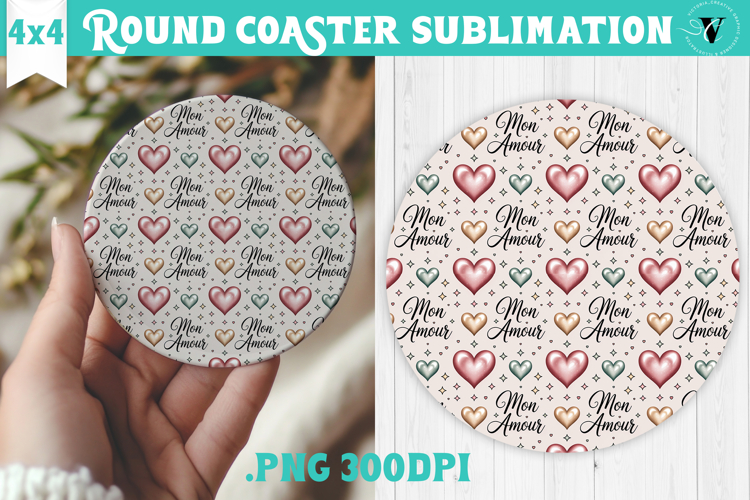 Round Coaster | Valentine pattern | Valentines day