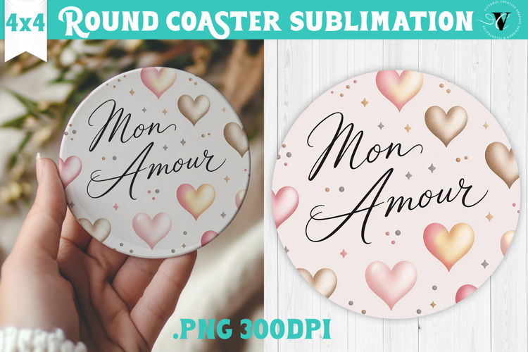 Round Coaster | Valentine pattern | Valentines day