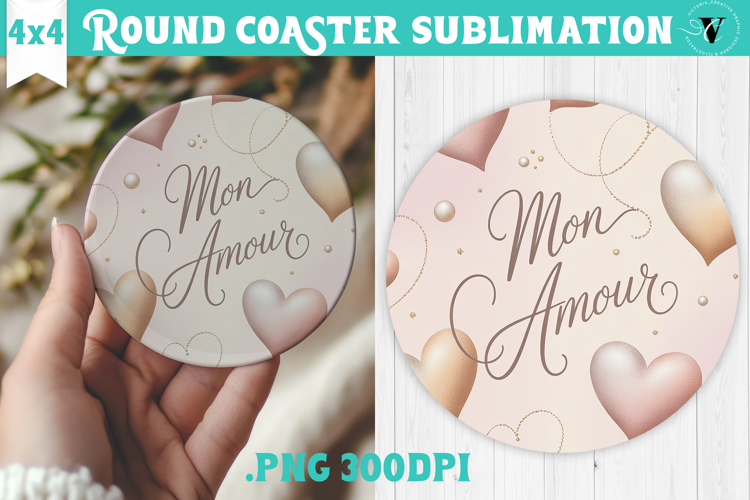 Round Coaster | Valentine pattern | Valentines day