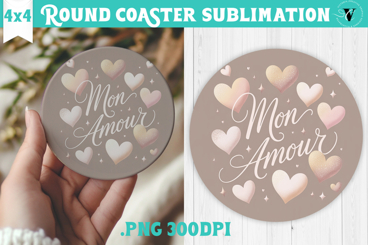 Round Coaster | Valentine pattern | Valentines day